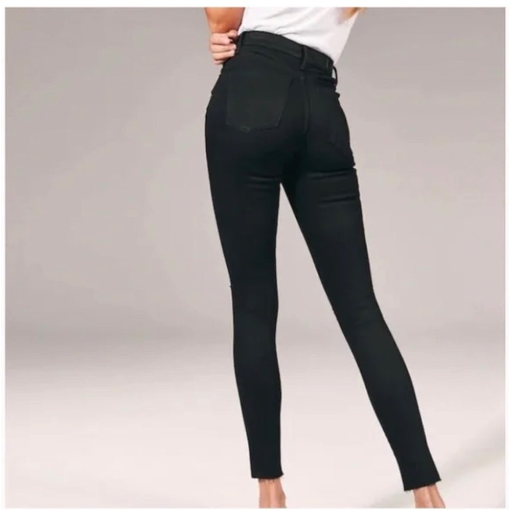 Abercrombie & Fitch Ultra High Rise Super Skinny Distressed Black Jeans - Picture 2 of 5